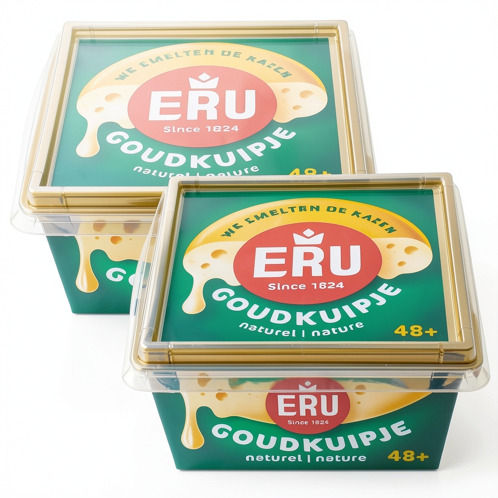 Bemste Gouda cheese spread displayed on a cracker with fresh herbs
