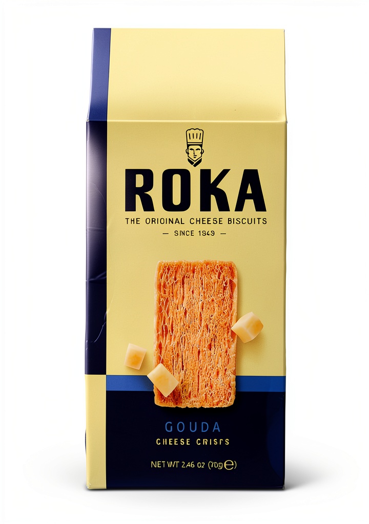 ROKA Gouda Cheese package on a wooden table
