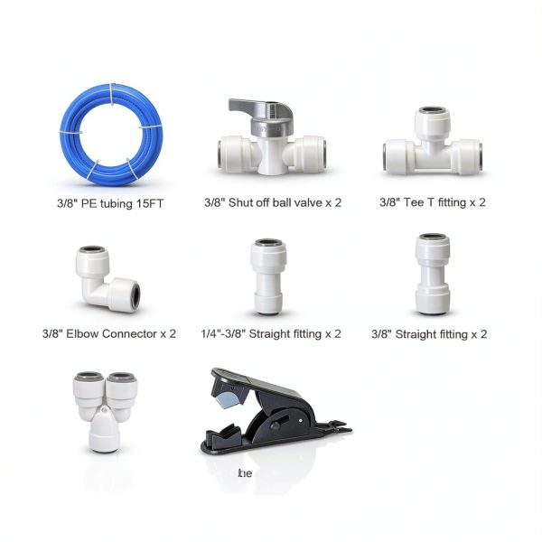 HAOCHEN 3/8 inch O.D. RO Water Tubing 15FT with 12 Connect Fittings-5