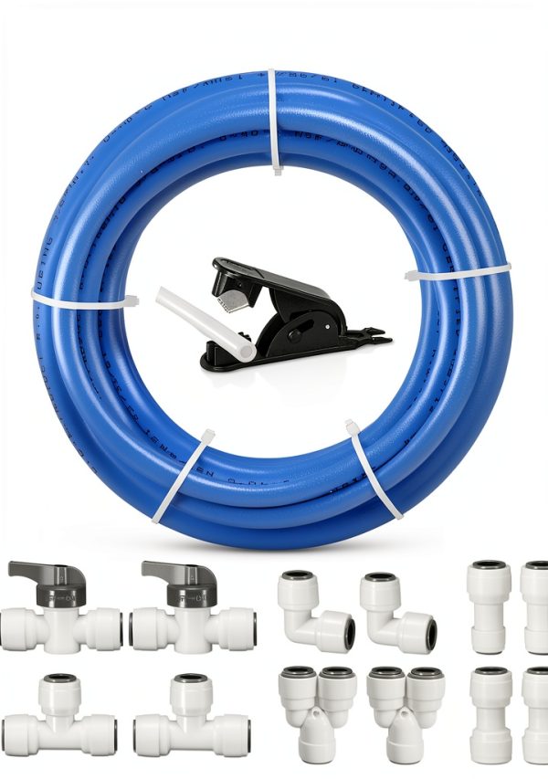 HAOCHEN 3/8 inch O.D. RO Water Tubing 15FT with 12 Connect Fittings-0