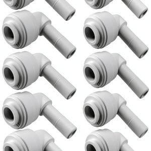 Water Pipe Stem Elbow Connector 1/4" Plastic Quick Fit PureSec 10 Pack-0