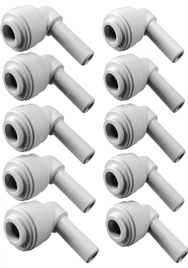 Water Pipe Stem Elbow Connector 1/4" Plastic Quick Fit PureSec 10 Pack-0