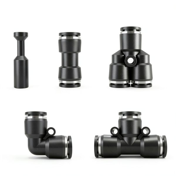 1/4" Push to Connect Fittings CNZG PNEU 60pcs Black Plastic Quick Kit-1