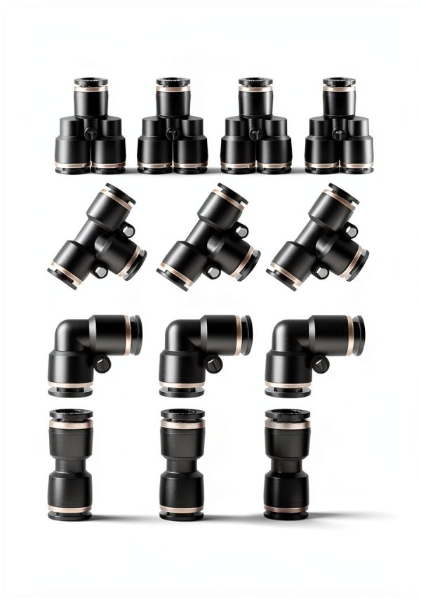 1/4" Push To Connect Tee Fittings 10-Pack by Utah Pneumatic Nylon-2