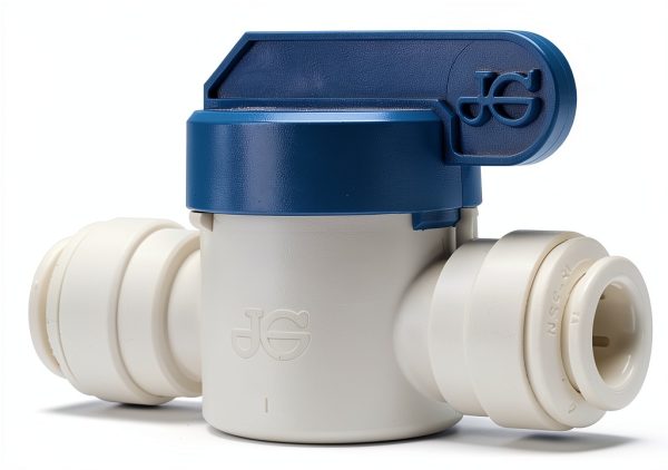 John Guest PPSV041212WP Plastic Push Shut Off Valve, 3/8 in. Tube OD, White-0